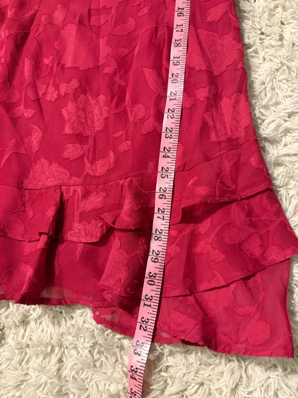 Francesca's Christian Jacquard Ruffle Hem Mini Dress